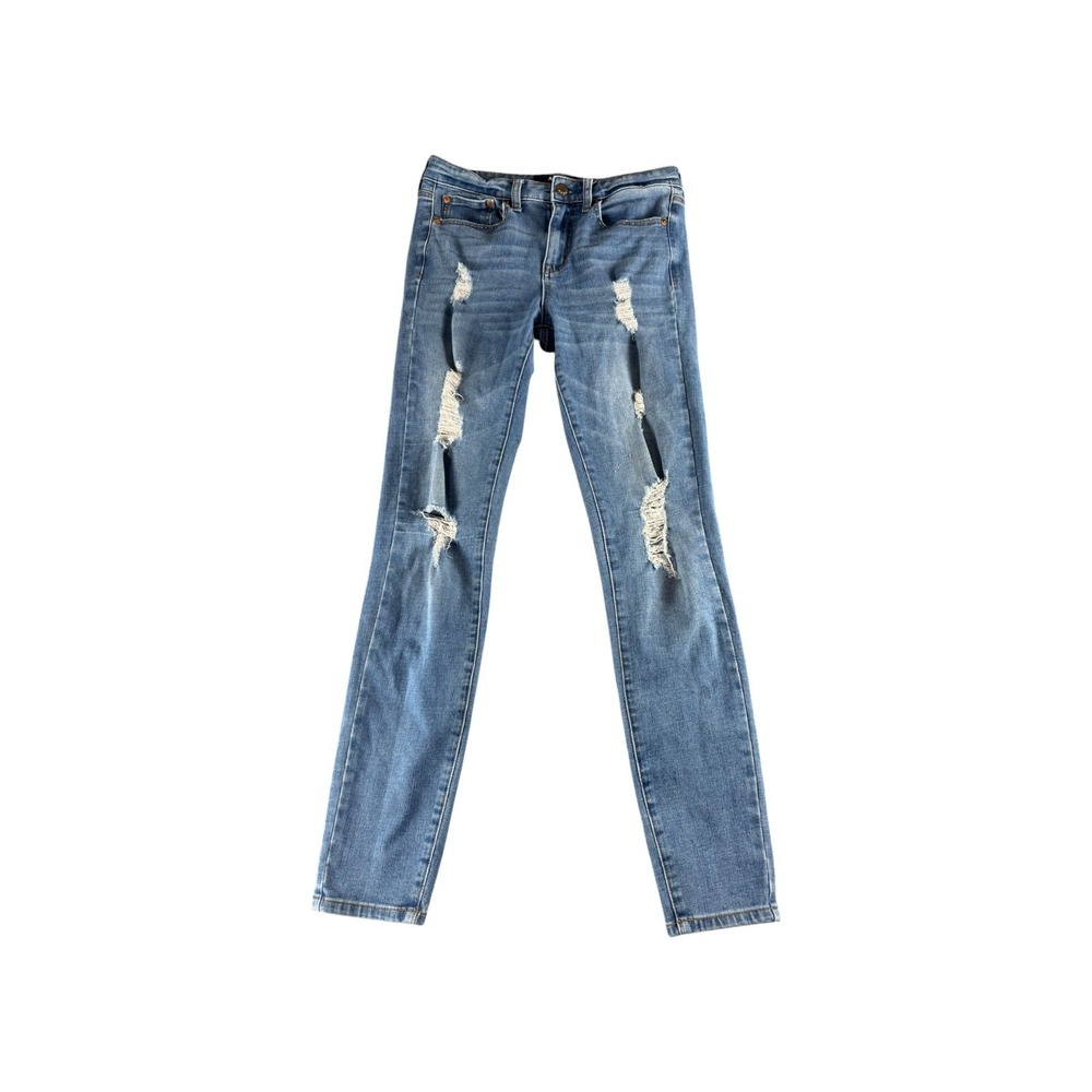 Aeropostale Aero High Rise Jegging Medium Wash Distressed Ripped Jeans‎ 6 Long